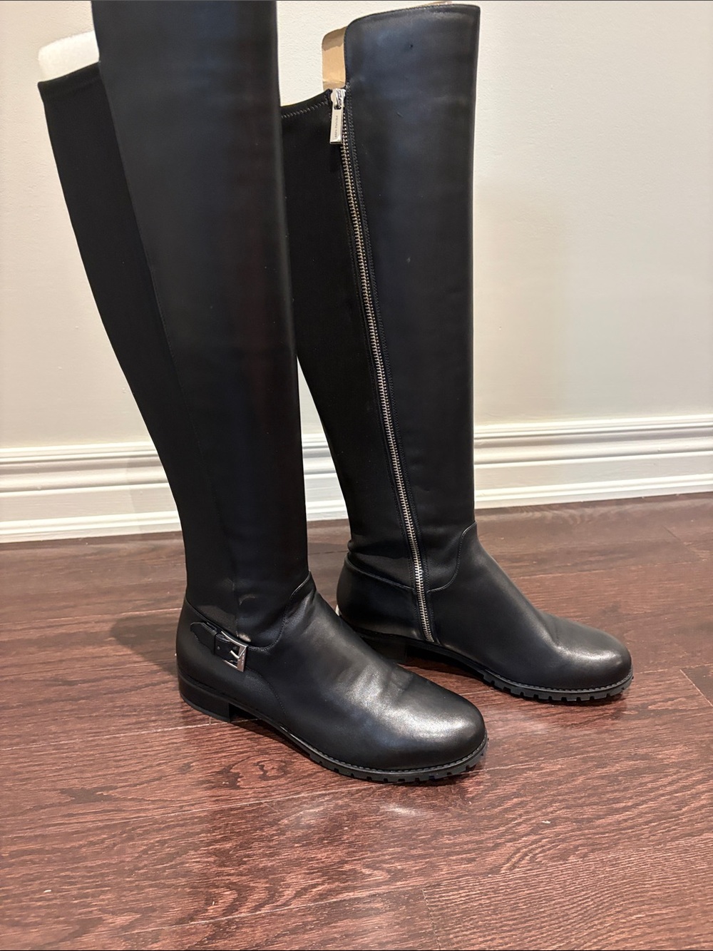 Michael Kors Black Knee-High Leather Heeled Boots